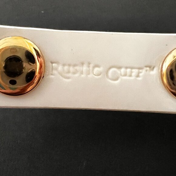 Rustic Cuff Meagan Genuine Leather Gold Studded Black White Wrap Bracelet - Picture 5 of 12